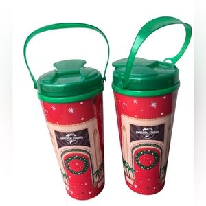 Universal Studios Florida Christmas 2024 Coca-Cola Freestyle Cups w/ Green Lids